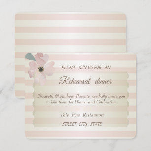 Invitación Rayas Flor Chic, Cena de Ensayo de Boda