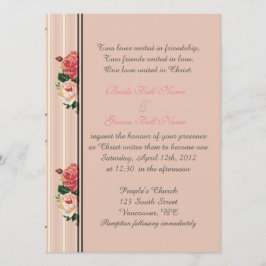 Invitación Rayas florales rosadas Cristianas, religiosas