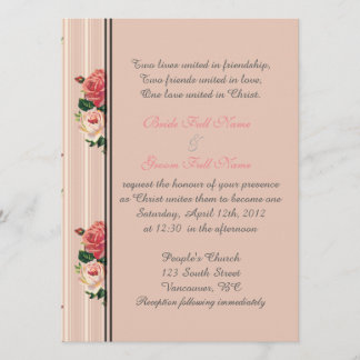 Invitación Rayas florales rosadas Cristianas, religiosas