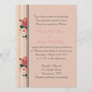 Invitación Rayas florales rosas cristianas, religiosas