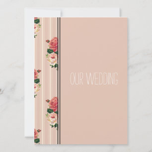 Invitación Rayas florales rosas rosa cristiana, religiosa