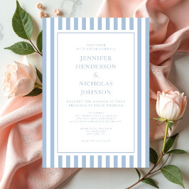 Invitación Rayas Formales Elegantes de Boda Azul Polvo