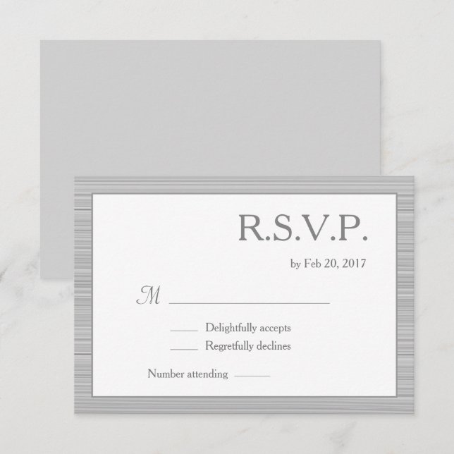 Invitación rayas grises blancas minimalistas moda moderna rsv (Anverso / Reverso)
