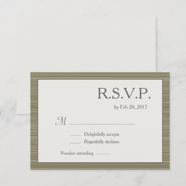 Invitación rayas grises verdes de oliva verde oliva minimalis (Anverso / Reverso)