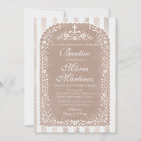 Rayas Marrones Floral Bautizo Español Talavera