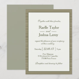 Invitación rayas minimalistas de color verde oliva moderna bo