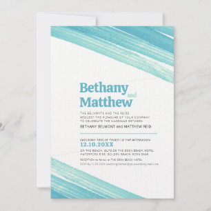 Invitación rayas minimalistas simples de tinta aqua