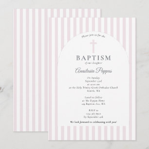Invitación Rayas modernas bautizando bautismo Chica rosa Rubo