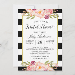 Invitación Rayas modernas Decoración floral Boda ducha de nov