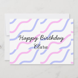 Invitación Rayas moradas rosadas feliz cumpleaños añadir nomb