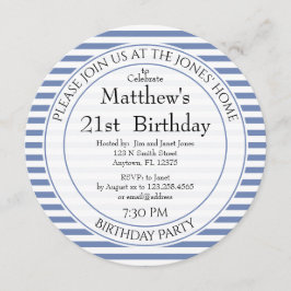 Invitación Rayas náuticas blancas/azules para todas las edade