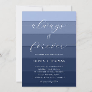 Invitación Rayas náuticas modernas siempre para siempre Boda