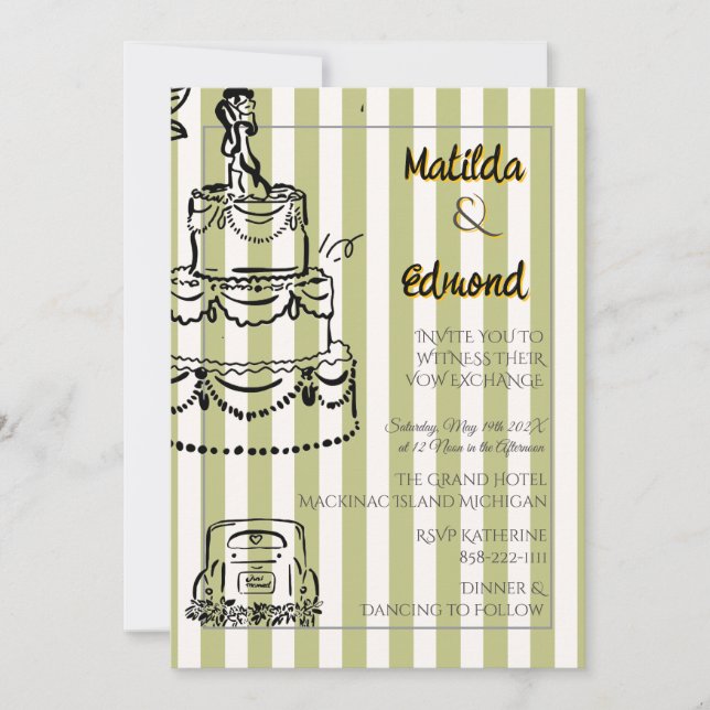Invitación Rayas pastel elegantes y caprichosas  (Anverso)