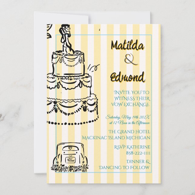 Invitación Rayas pastel elegantes y caprichosas  (Anverso)