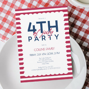 Invitación Rayas Patrióticas Estrellas Fiesta de Verano 4 de 
