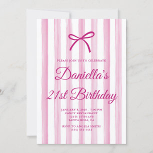 Invitación Rayas Pintadas de Blanco y Rosa Claro Cumpleaños 2