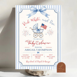Invitación Rayas Preppy Día de los Caídos Rojo Blanco y Debid