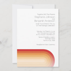 Invitación Rayas retro - Boda moderno Terra Cotta Sunset