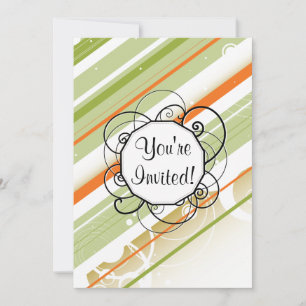 Invitación Rayas retro-modernas con monograma