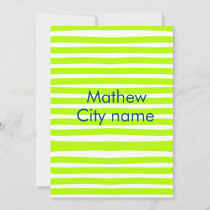 Invitación Rayas retro verde amarillo neón agregar nombre ciu