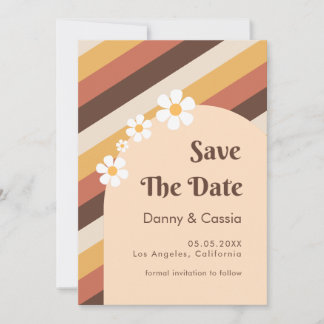 Invitación Rayas retro y harina de margarita 60's Groovy Hipp
