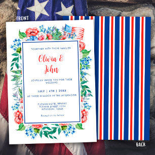 Invitación Rayas Rojas Blancas y Azules Boda Patriótica 4 de 