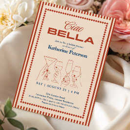 Invitación Rayas ROJAS Despedida de Soltera RETRO
