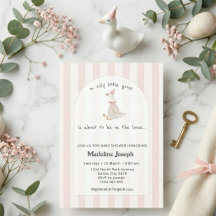 Rayas Rosadas Acuarela Chica del Ganso Baby Shower