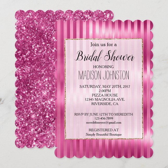 Invitación Rayas rosadas giratorias (Anverso / Reverso)