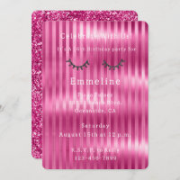 Rayas rosadas glitzy Purpurina negro pestañas