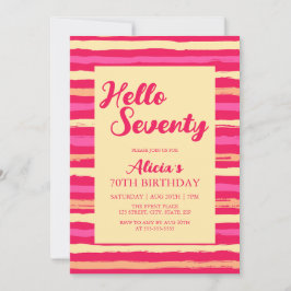 Invitación Rayas rosas coloridas Hola Setenta Chicas Cumpleañ