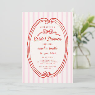 Invitación Rayas rosas dibujadas a mano Ducha de novia rara