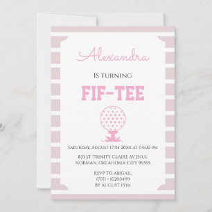Invitación Rayas Rosas Golf Cumpleaños 50