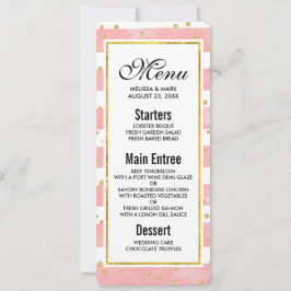 Invitación Rayas Rubor rosadas | Faux Gold Confetti