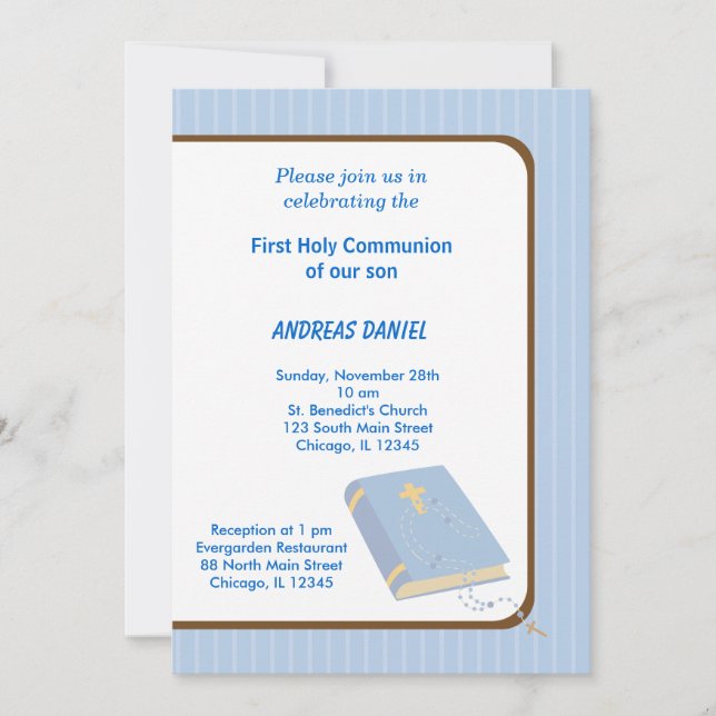 Invitación Rayas Santa Comunión (Anverso)