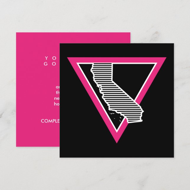 Invitación rayas triangulares rosadas california (Anverso / Reverso)