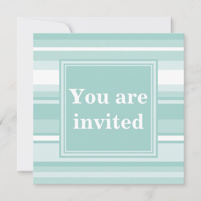 Invitación Rayas verde menta monograma (Anverso)