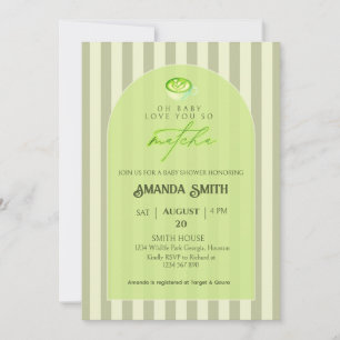 Invitación Rayas Verde Salvia Te Aman Tanto Bebé Cumpleaños T