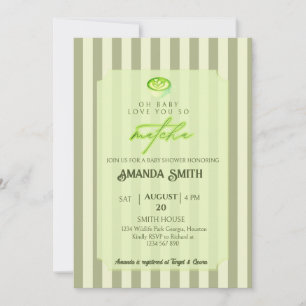 Invitación Rayas Verde Salvia Te Aman Tanto Bebé de Matcha Sh