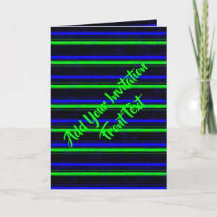 Invitación Rayas verdes de color azul negro