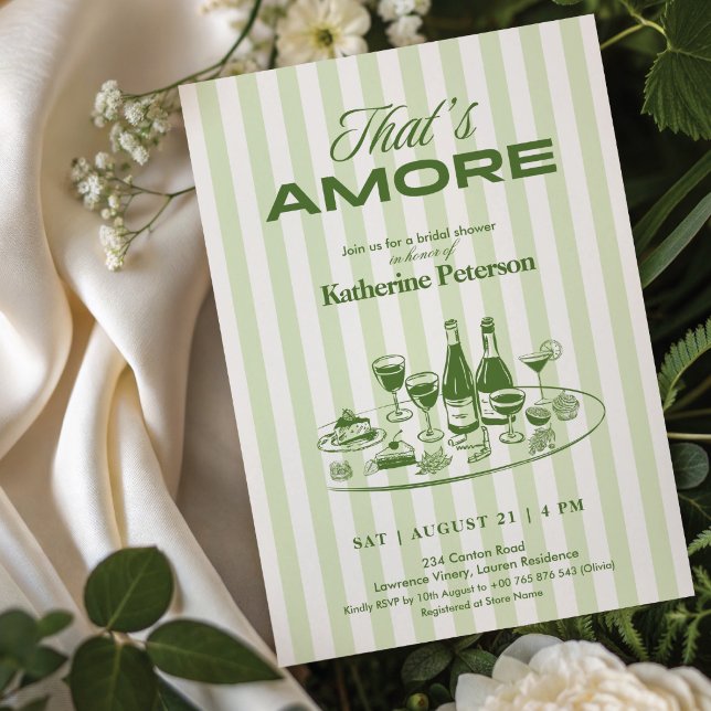 Invitación Rayas Verdes Eso es Amore Despedida de Soltera (Subido por el creador)