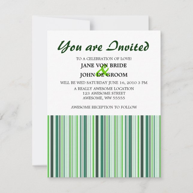 Invitación Rayas Verdes Frescas (Anverso)