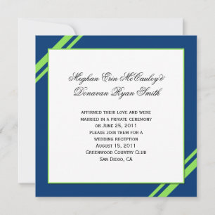 Invitación Rayas Verdes Lima y Azul Marino Bodas Post