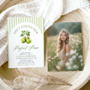 Invitación Rayas verdes modernas Perfecto Pear Bridal Shower