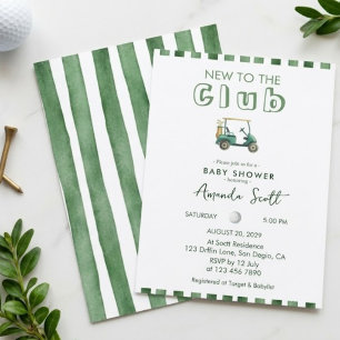 Invitación Rayas Verdes Nuevo en el Club Carrito de Golf Baby