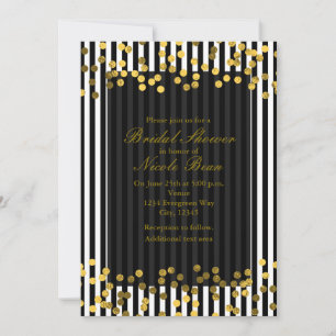 Invitación Rayas verticales blancas y negras con puntos de lá