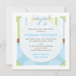 Invitación Rayas y lunar dulces Baby Shower del bebé