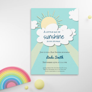 Invitación Rayo azul moderno de Sunshine Boy Baby Shower