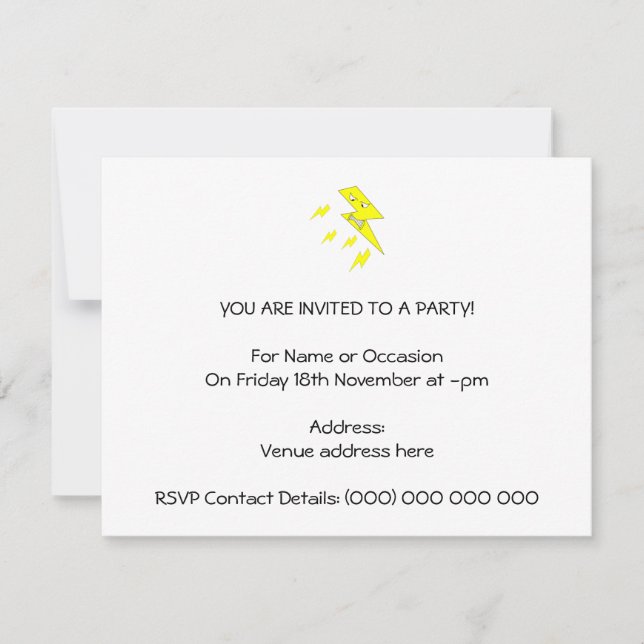 Invitación Rayo enojado. Amarillo en blanco (Anverso)