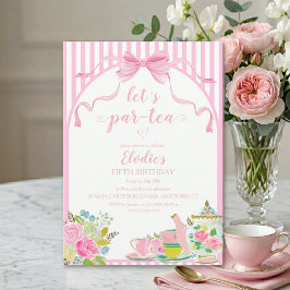 Invitación Rayo Floral Rosa Vamos a Par-tear Cumpleaños